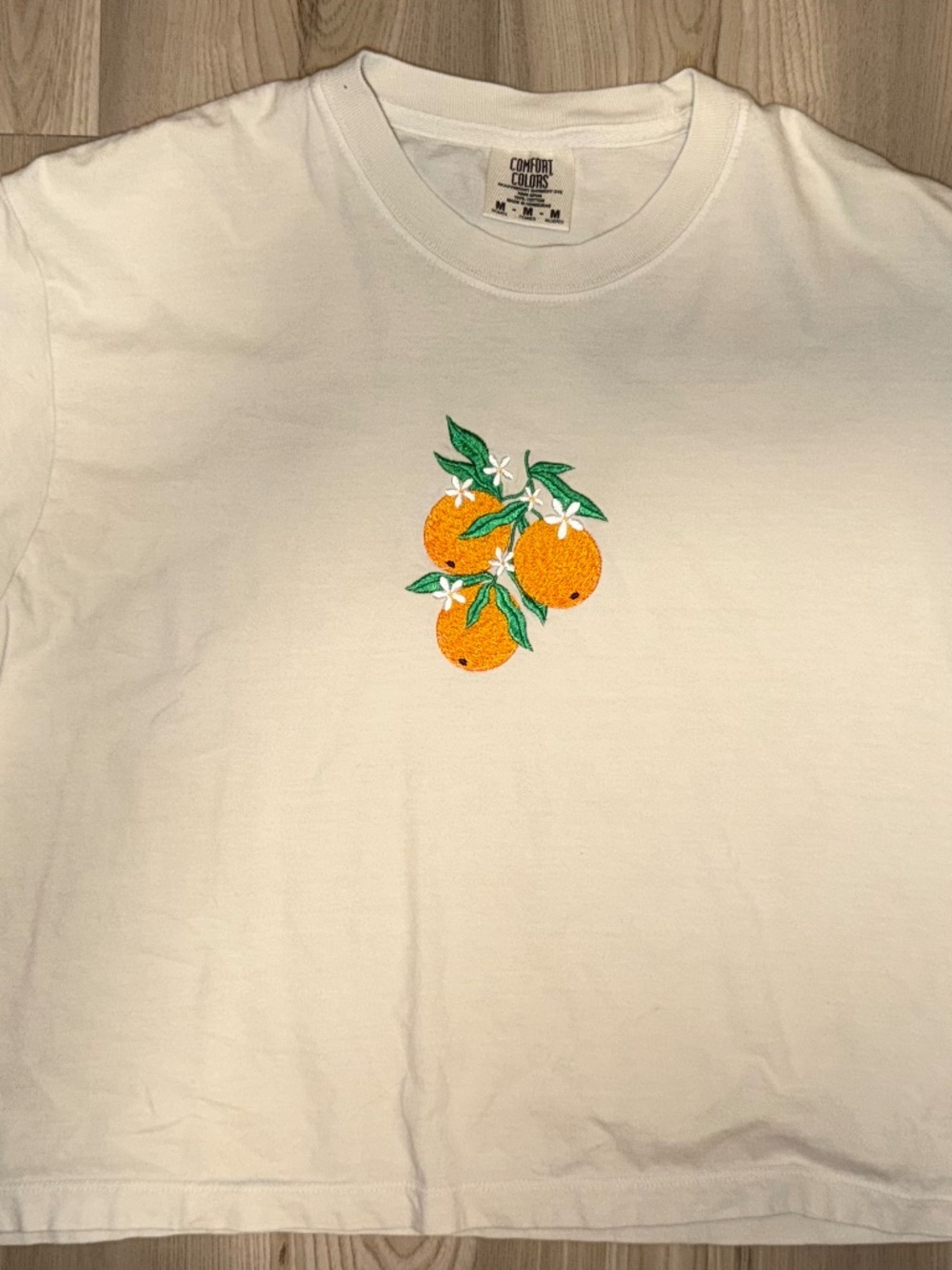 Comfort Colors Embroidered Orange Citrus Tee Size M